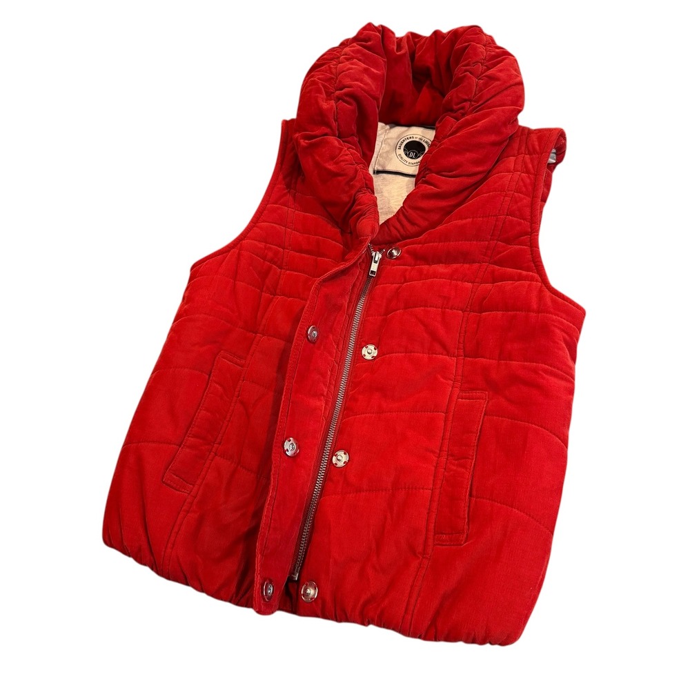 Daughters of the Liberation XS Red‎ Corduroy Quilted Shawl Collar Puffer Vest